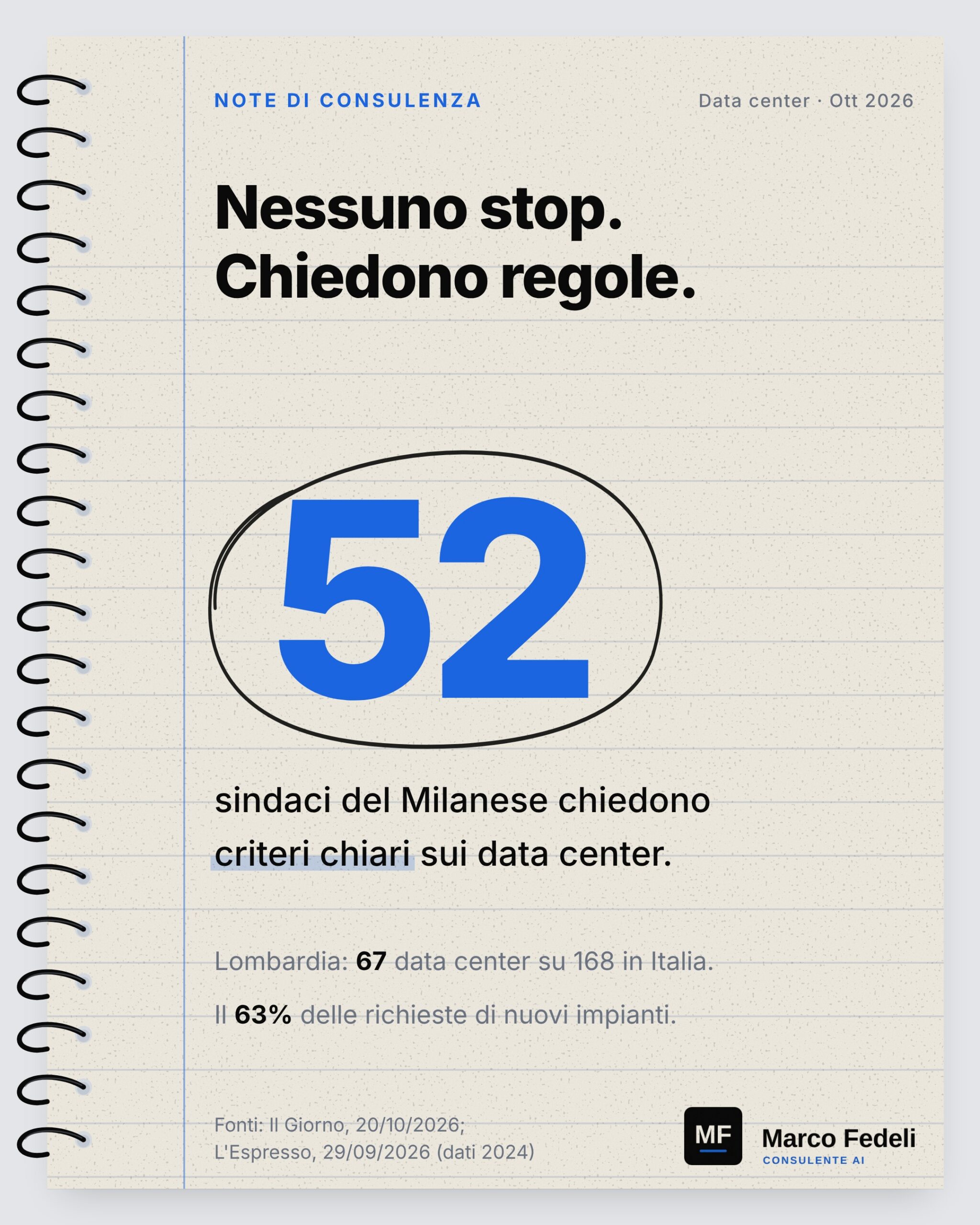 Data center: i sindaci non dicono no, chiedono regole