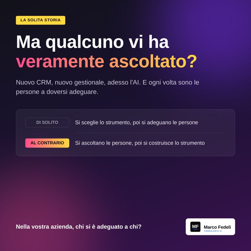 Ma qualcuno vi ha veramente ascoltato?